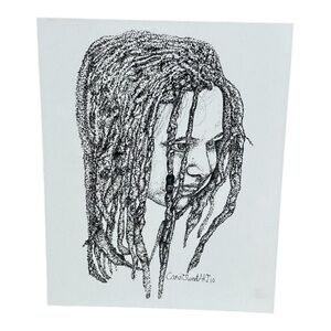 Black and White Dreadlocks stippled  Art Print by artist CandiSweetART 8x10